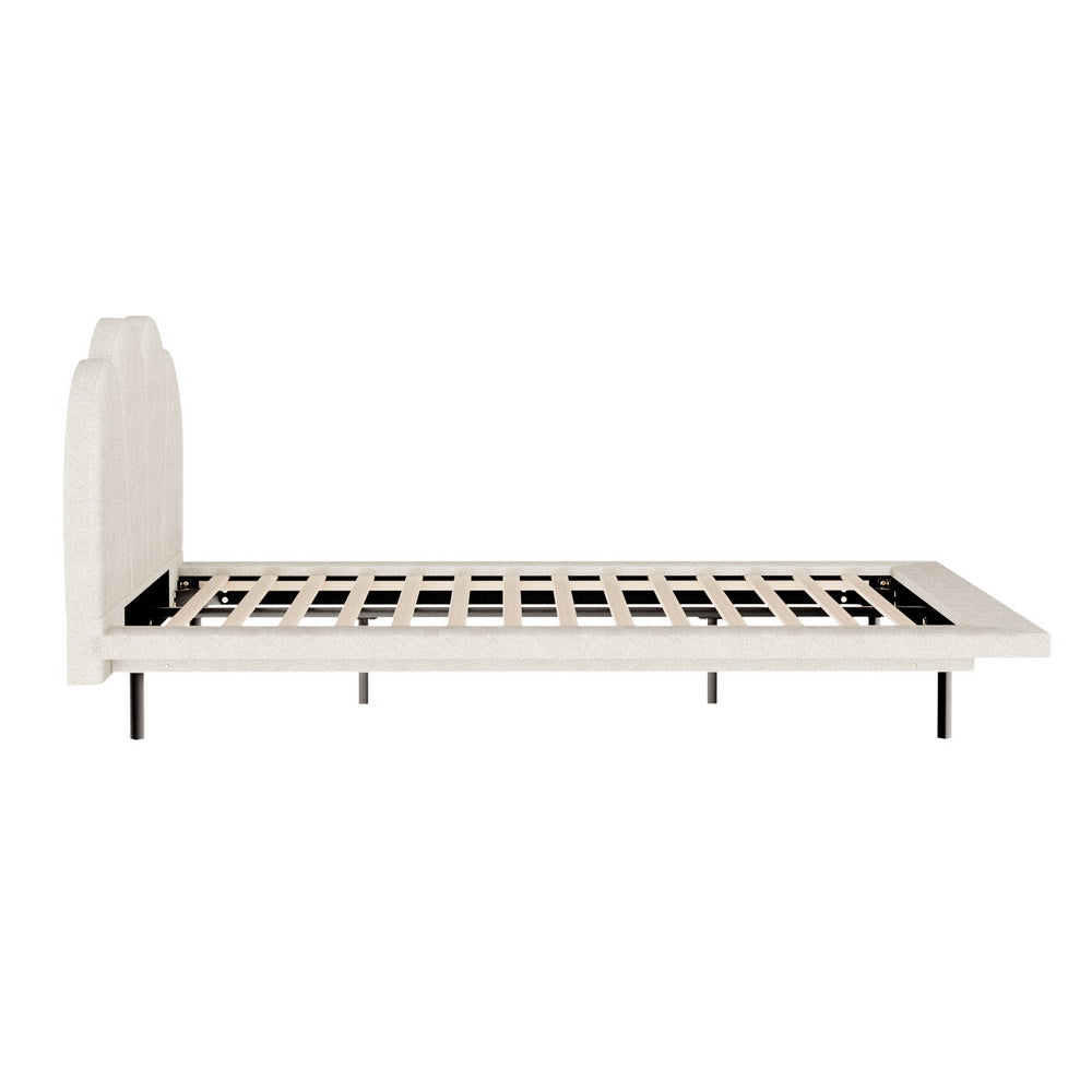 Bed Frame Queen/Single Size Boucle Beige