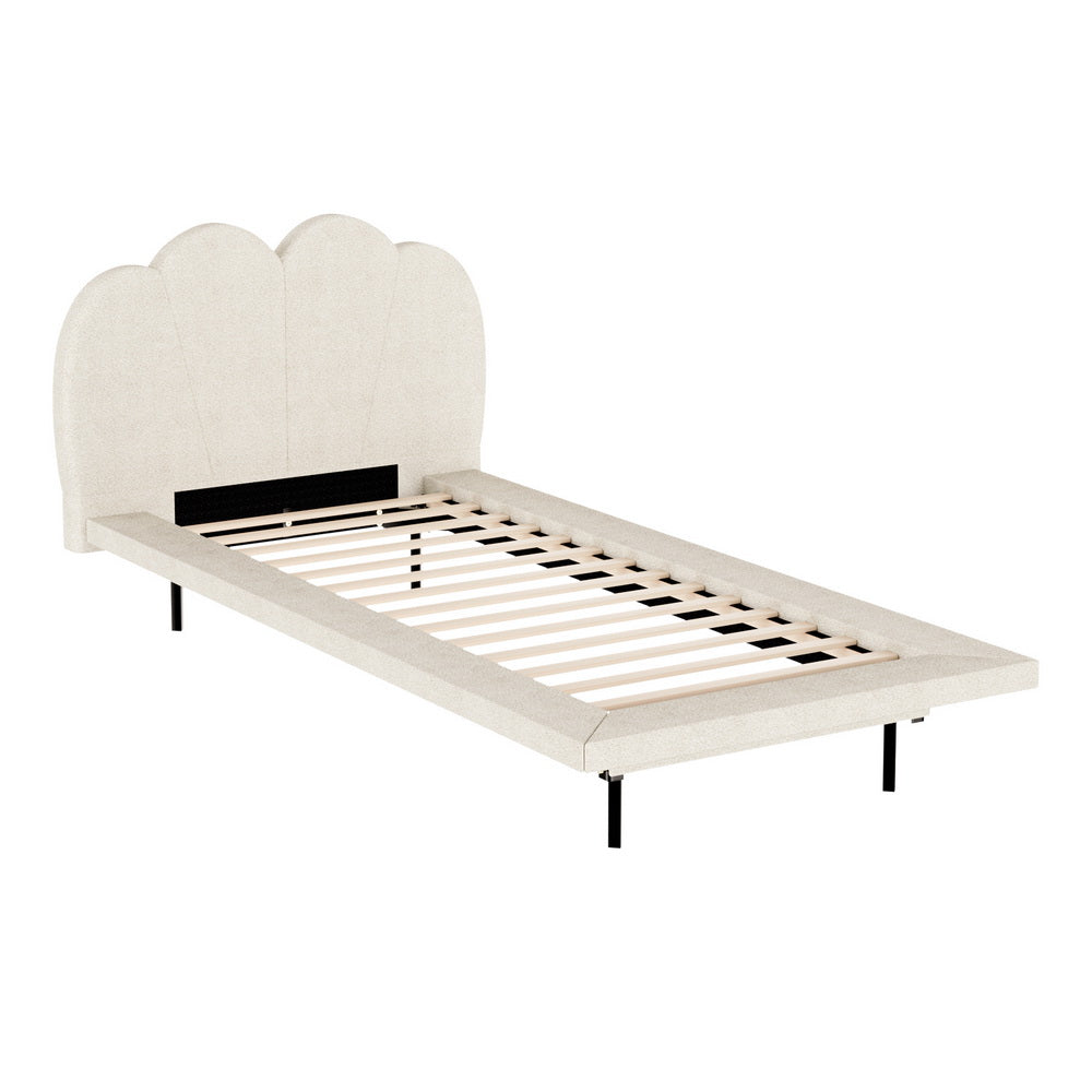 Bed Frame Queen/Single Size Boucle Beige