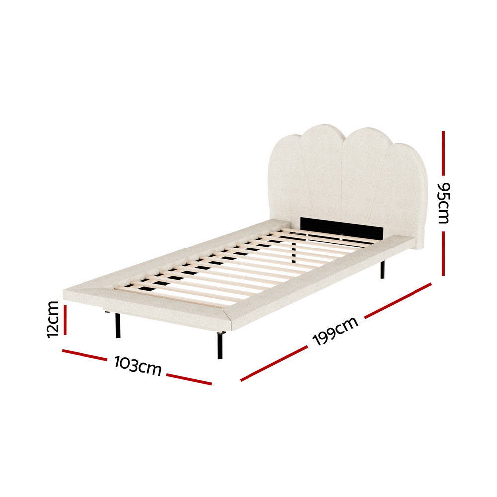 Bed Frame Queen/Single Size Boucle Beige