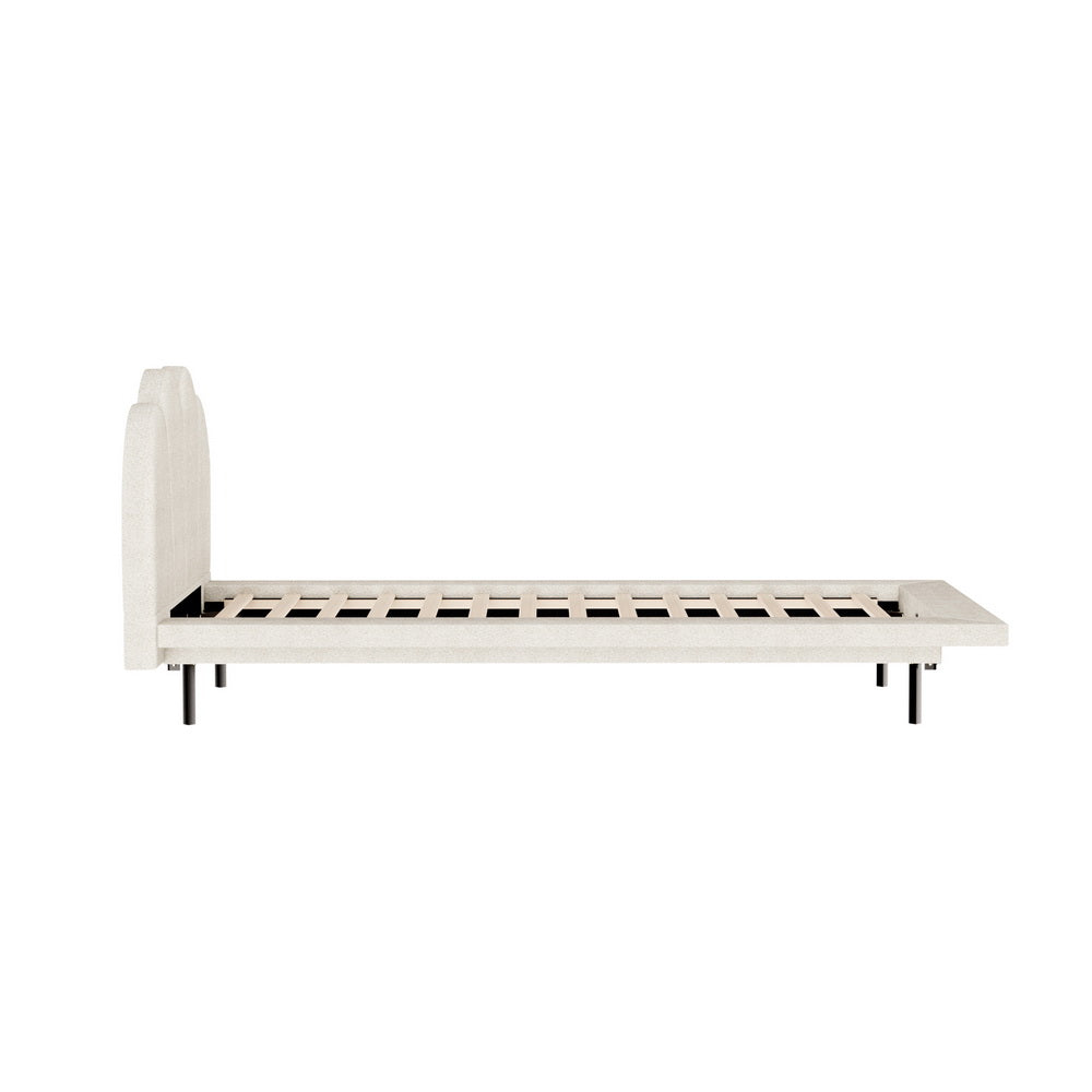 Bed Frame Queen/Single Size Boucle Beige