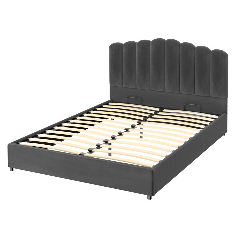 Bed Frame King Size Velvet Grey FION