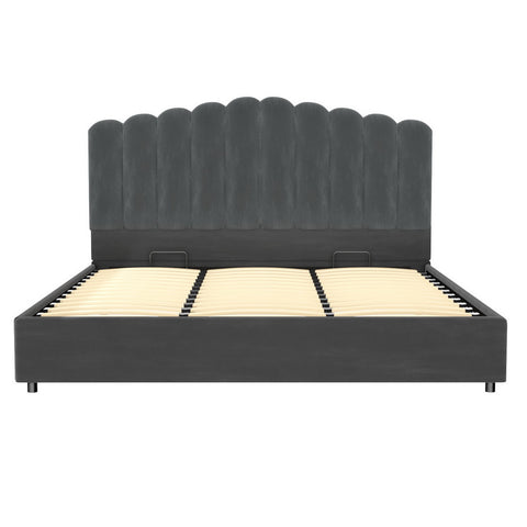 Bed Frame Double/King/Queen Size Velvet Grey