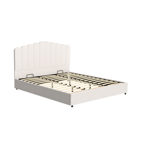 Elegant King Boucle Bed Frame