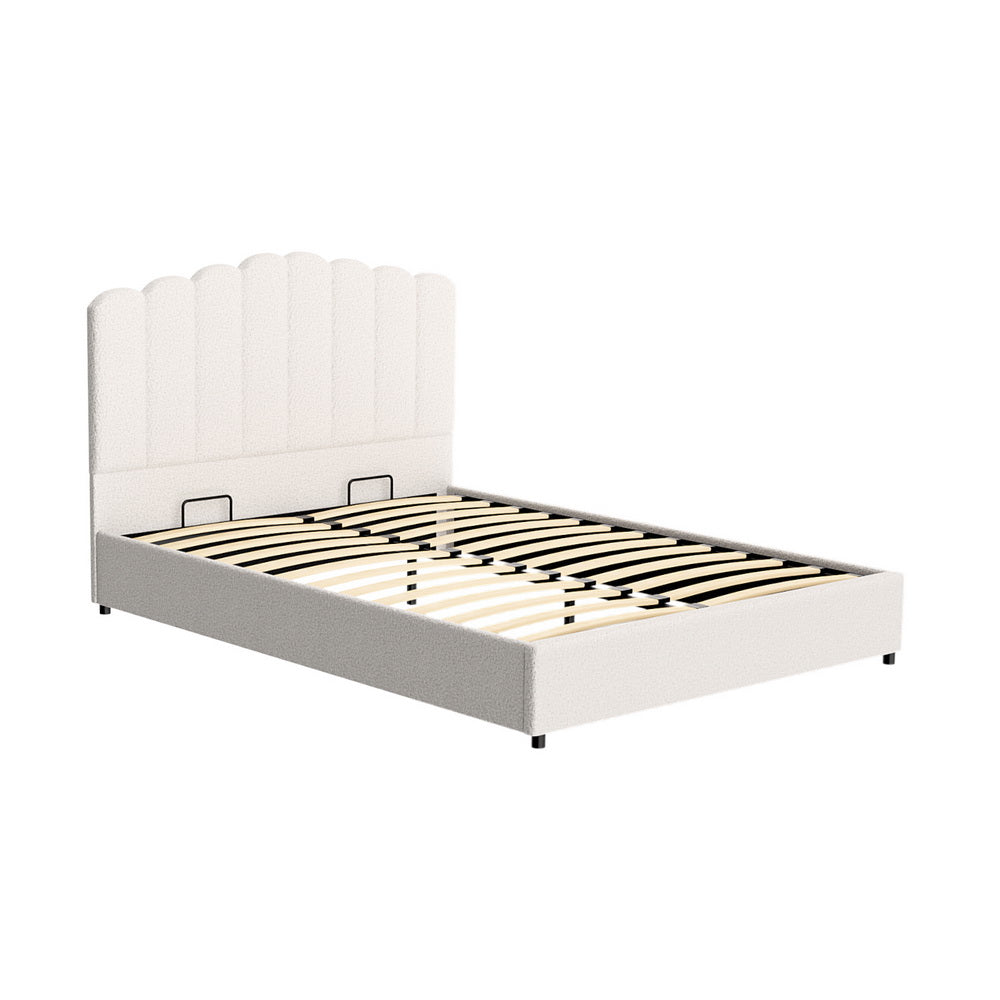 Elegant Queen Boucle Bed Frame