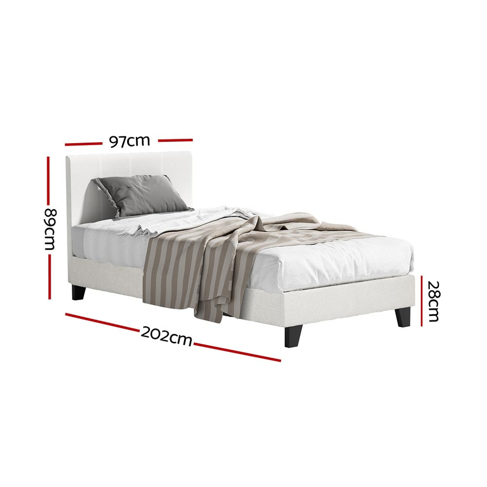 Bed Frame Single Size Boucle Neo