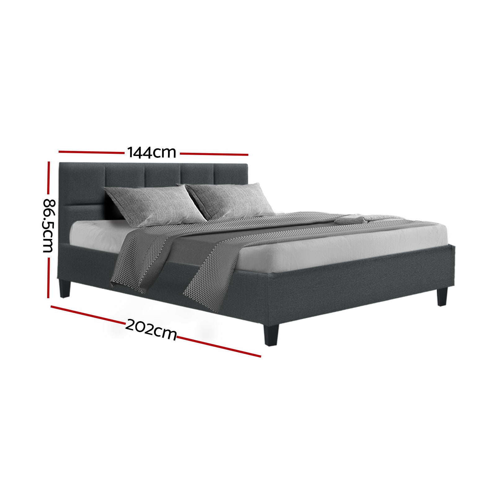 Bed Frame Double Size Charcoal Tino