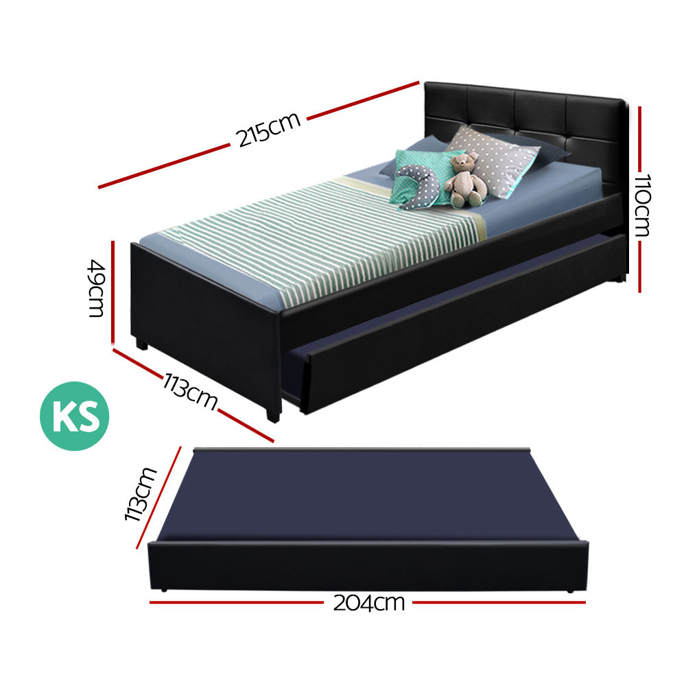 Bed Frame with Storage Drawer - Black King Single