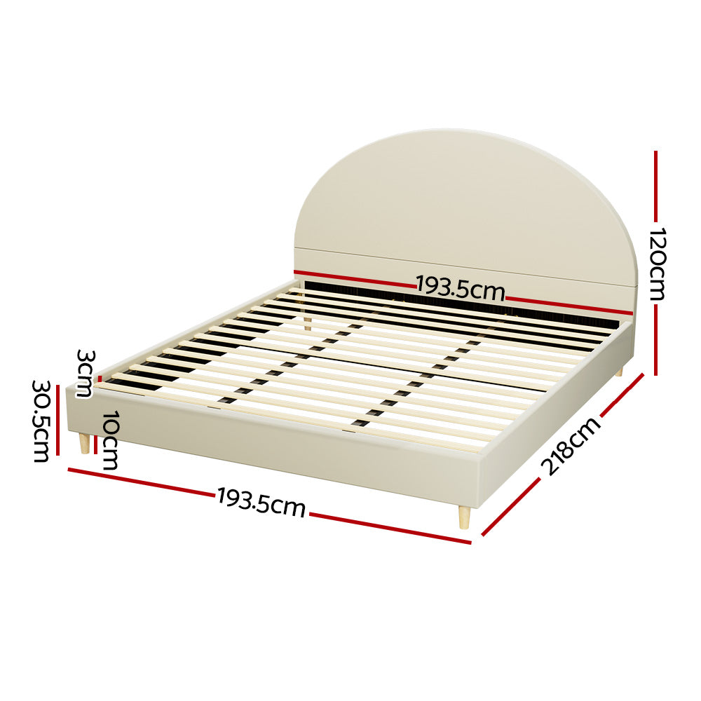 Double/Queen/Single/King Bed Frame Arched-Cream