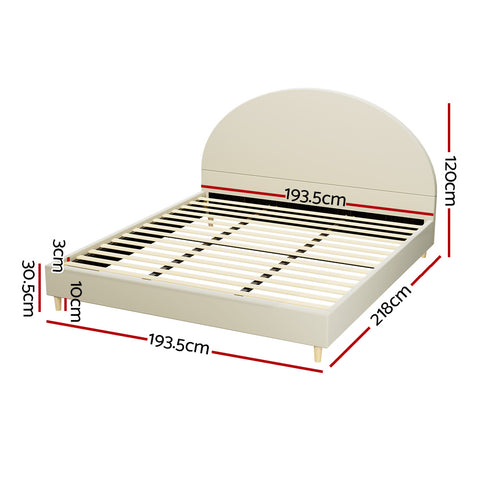 Double/Queen/Single/King Bed Frame Arched-Cream