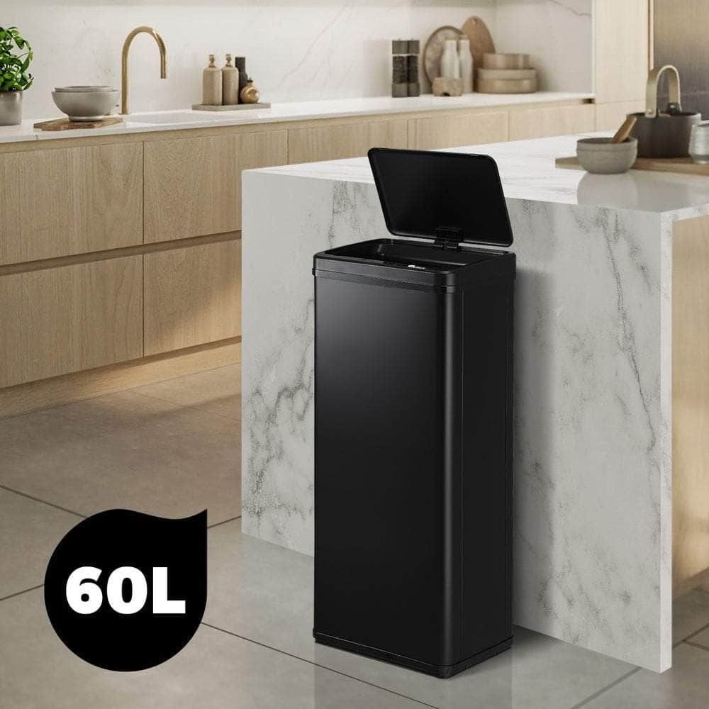 60L Motion Sensor Bin Automatic Black