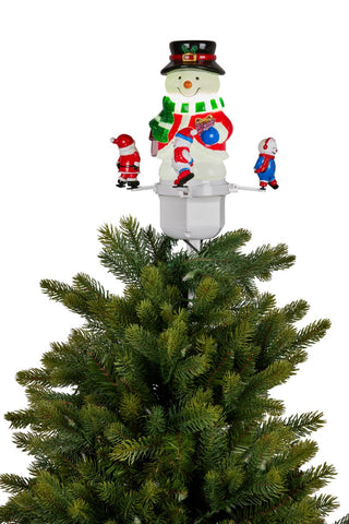 Christmas Tree Topper Snowman w/ Projected Images Lights Snow & Music