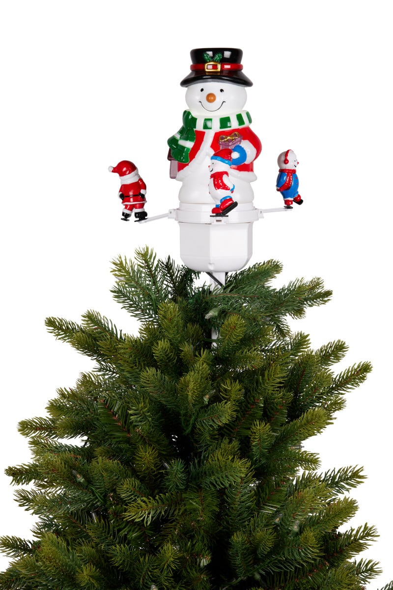 Christmas Tree Topper Snowman w/ Projected Images Lights Snow & Music