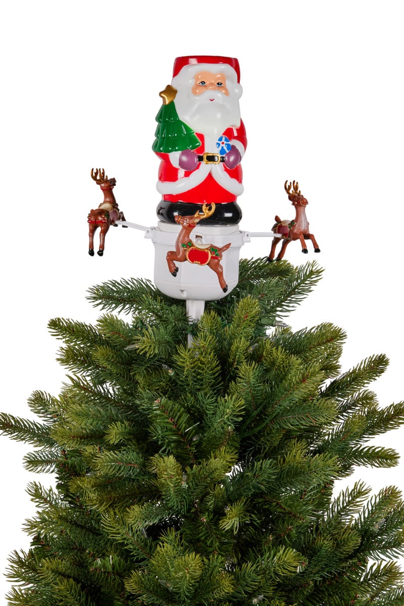 Christmas Tree Topper Santa with Movement Images Lights Snow & Music