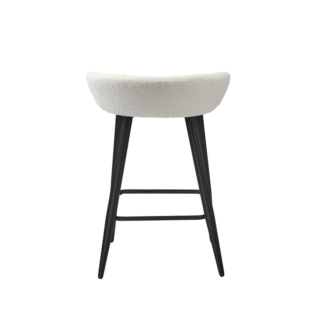 4PCS Bar Stools Boucle Fabric White and Black