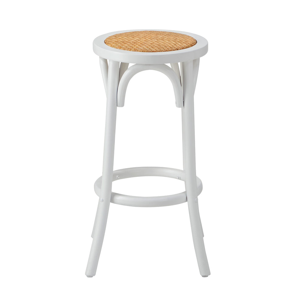 2x Bar Stools Dining Chair Rattan Seat White