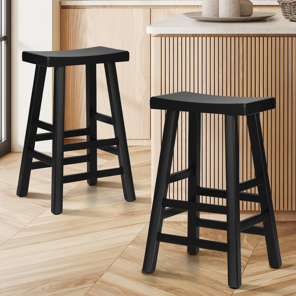 Bar Stools Wooden Counter Chairs Black/Natural