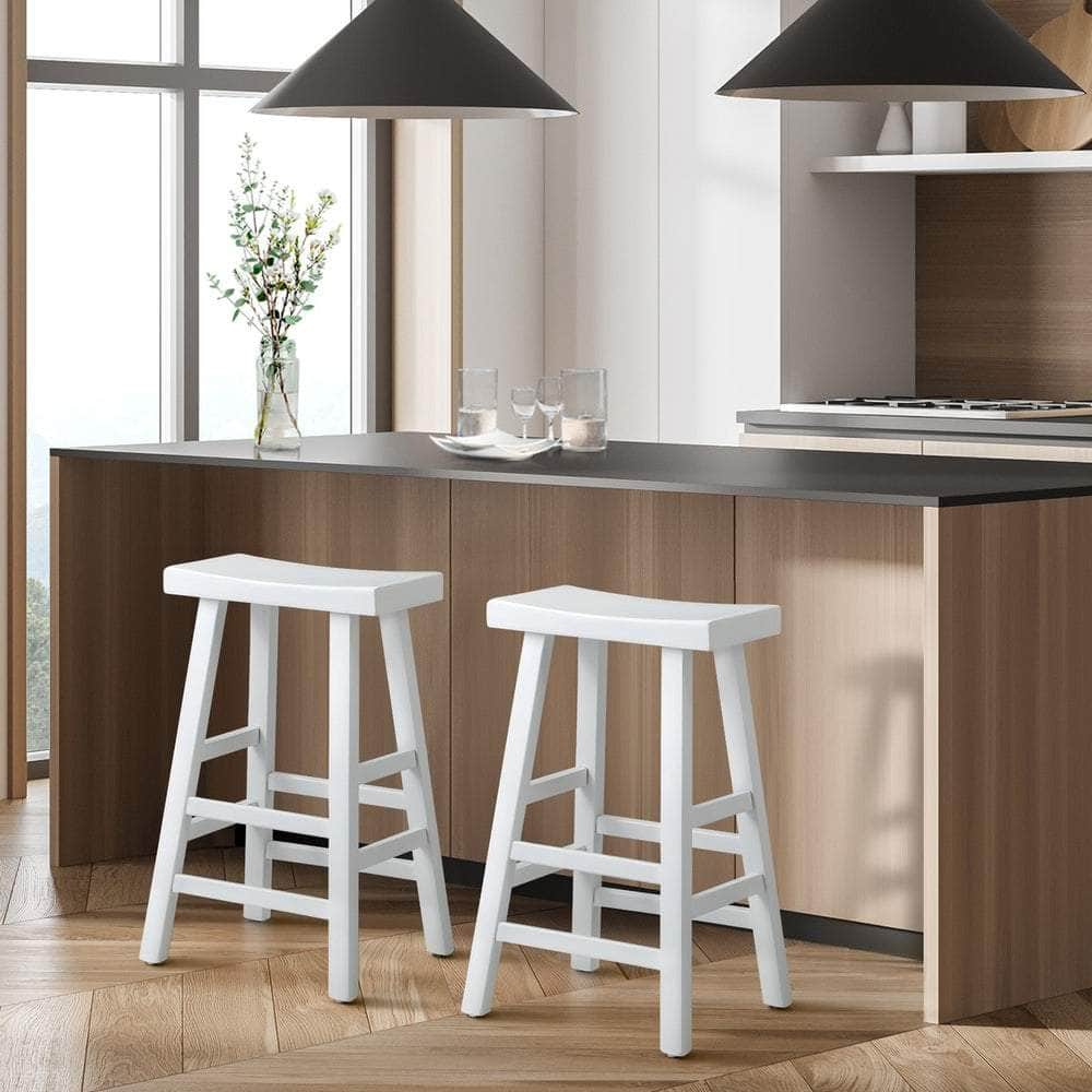 2X Bar Stools Kitchen Stool Wooden Counter Chairs White