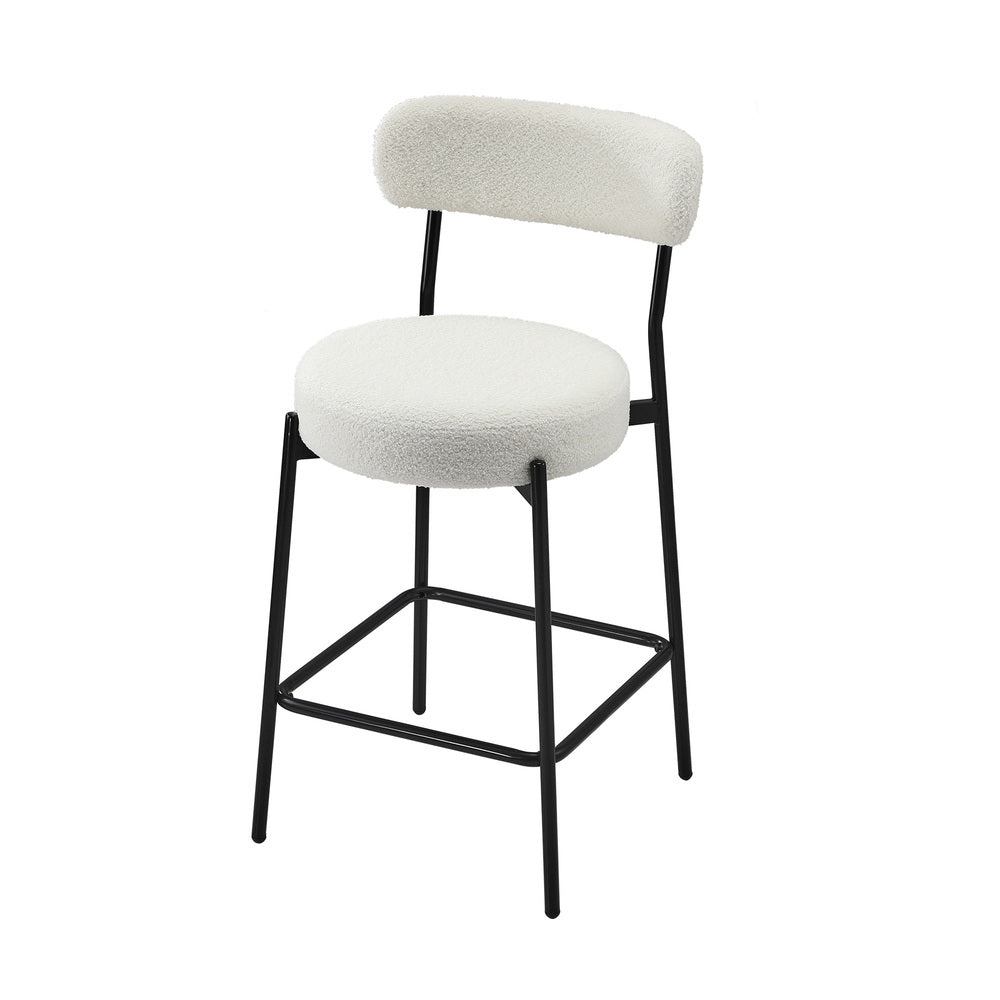 Bar Stools Kitchen Dining Stool Boucle Fabric White