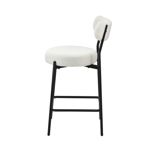 Bar Stools Kitchen Dining Stool Boucle Fabric White