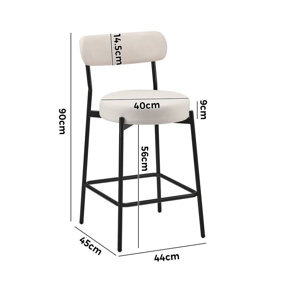 4x Bar Stools Polyester Linen Fabric Beige