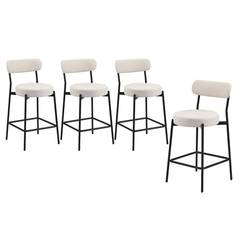 2x/4x Bar Stools Polyester Linen Fabric Beige