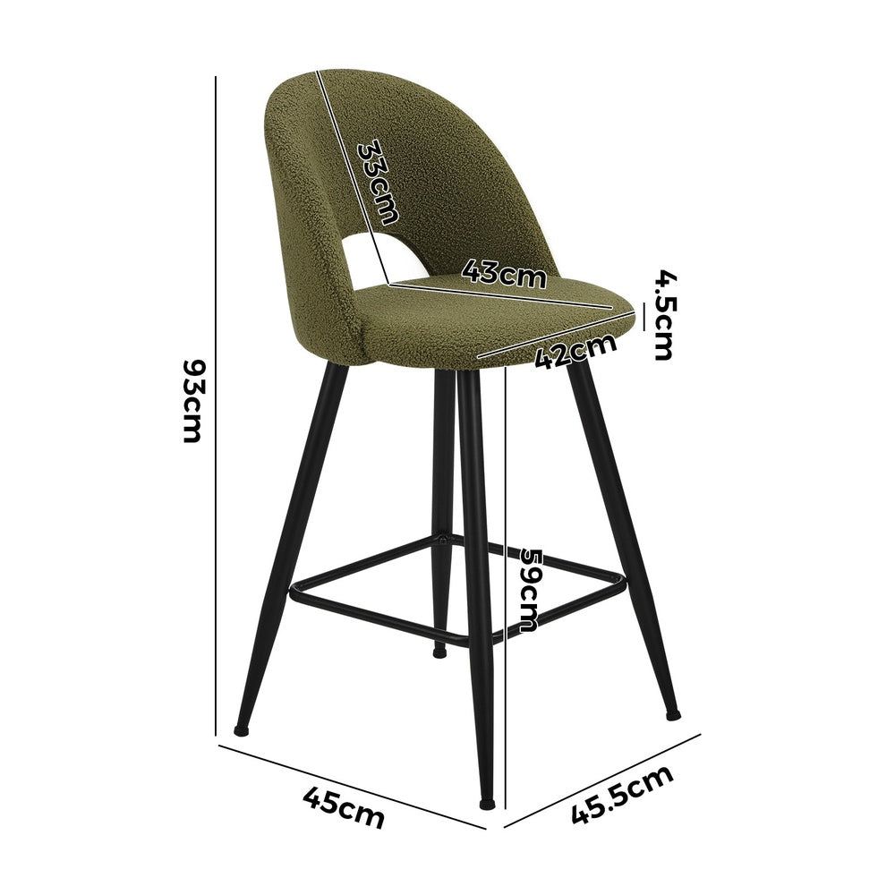 4x Bar Stools Kitchen Counter Stool Boucle Green HORN