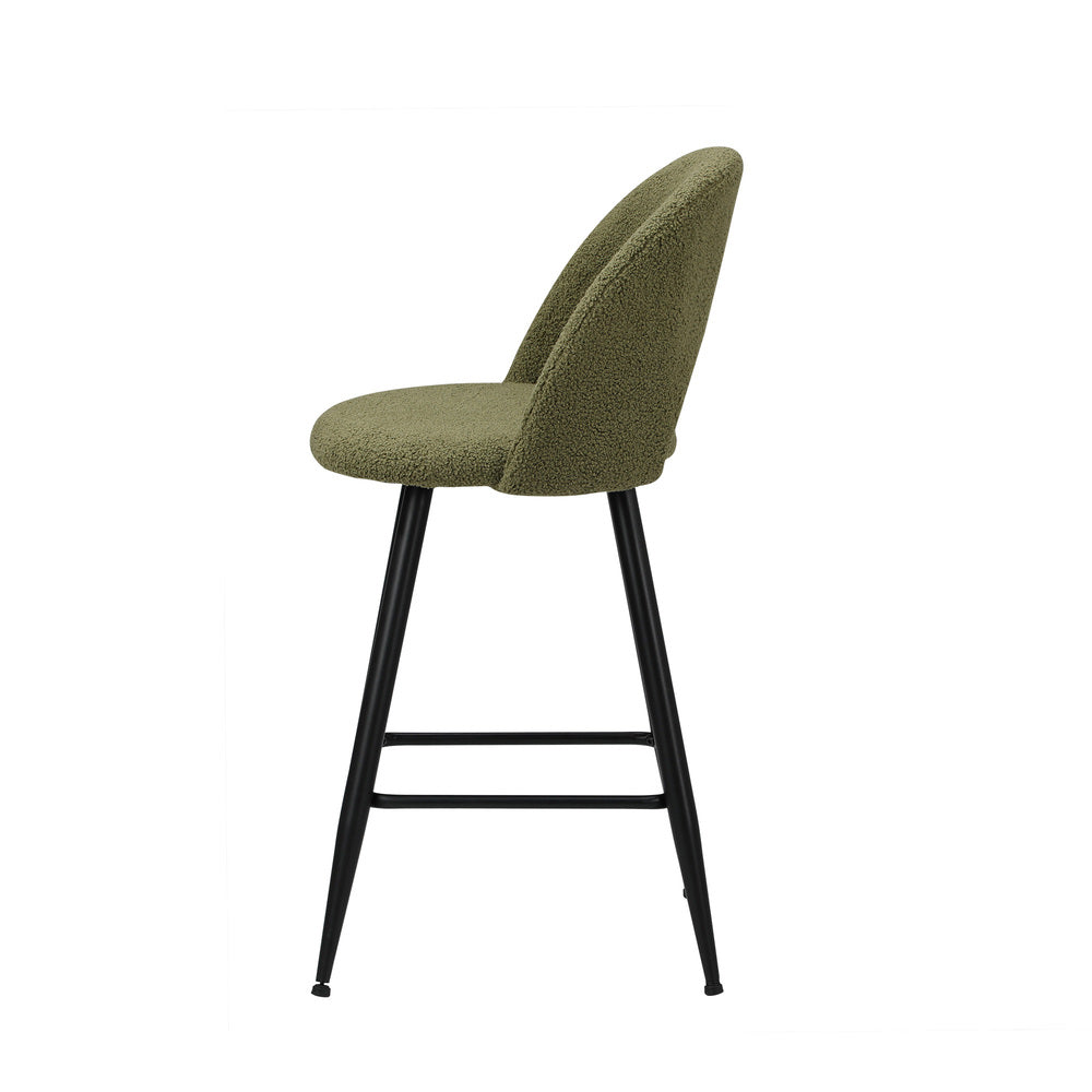 2x Bar Stools Kitchen Counter Stool Boucle Green HORN