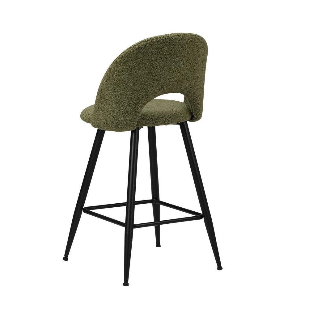 2x Bar Stools Kitchen Counter Stool Boucle Green HORN