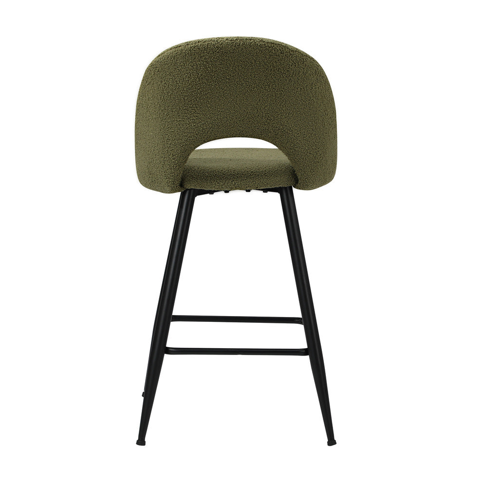 2x Bar Stools Kitchen Counter Stool Boucle Green HORN