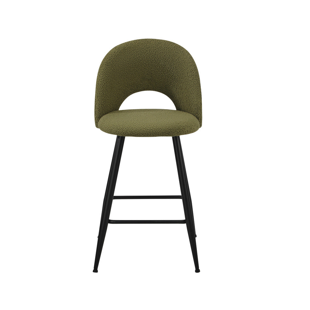 4x Bar Stools Kitchen Counter Stool Boucle Green HORN