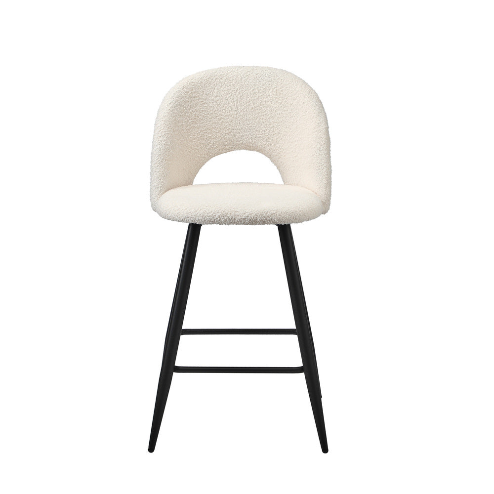 2x Bar Stools Kitchen Counter Stool Boucle White HORN