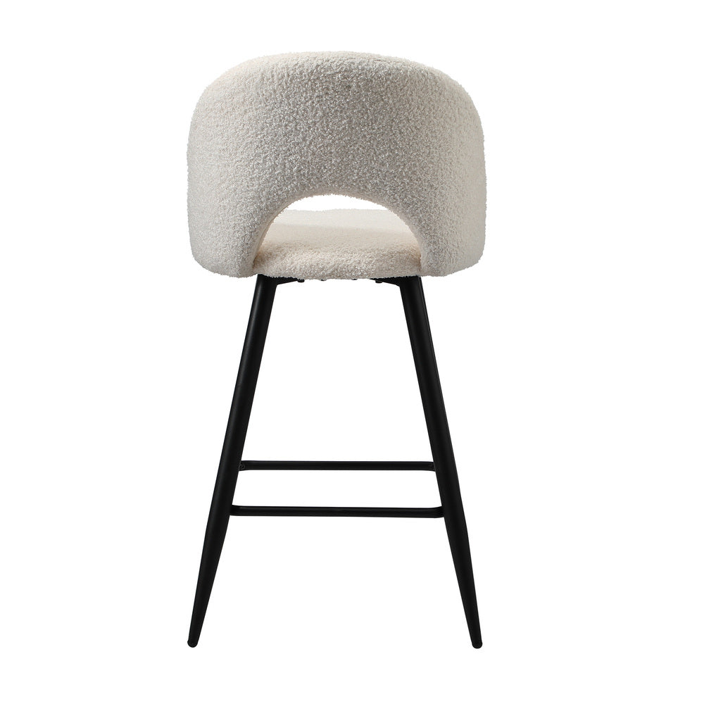 2x Bar Stools Kitchen Counter Stool Boucle White HORN