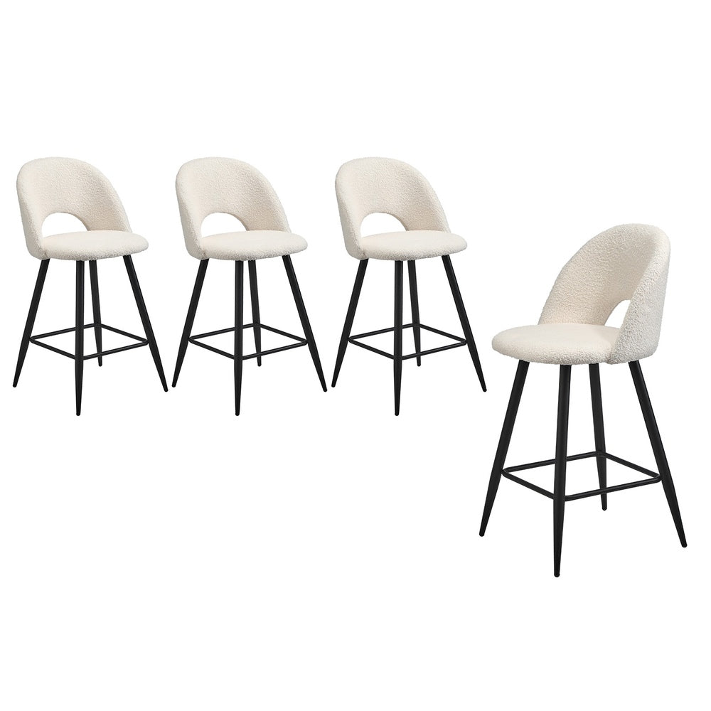 4x Bar Stools Kitchen Counter Stool Boucle White HORN