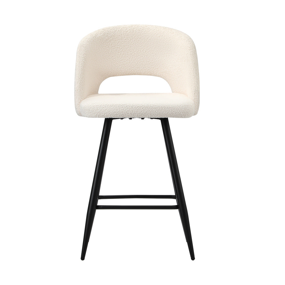 4x Bar Stools Kitchen Dining Chair Boucle White SURA