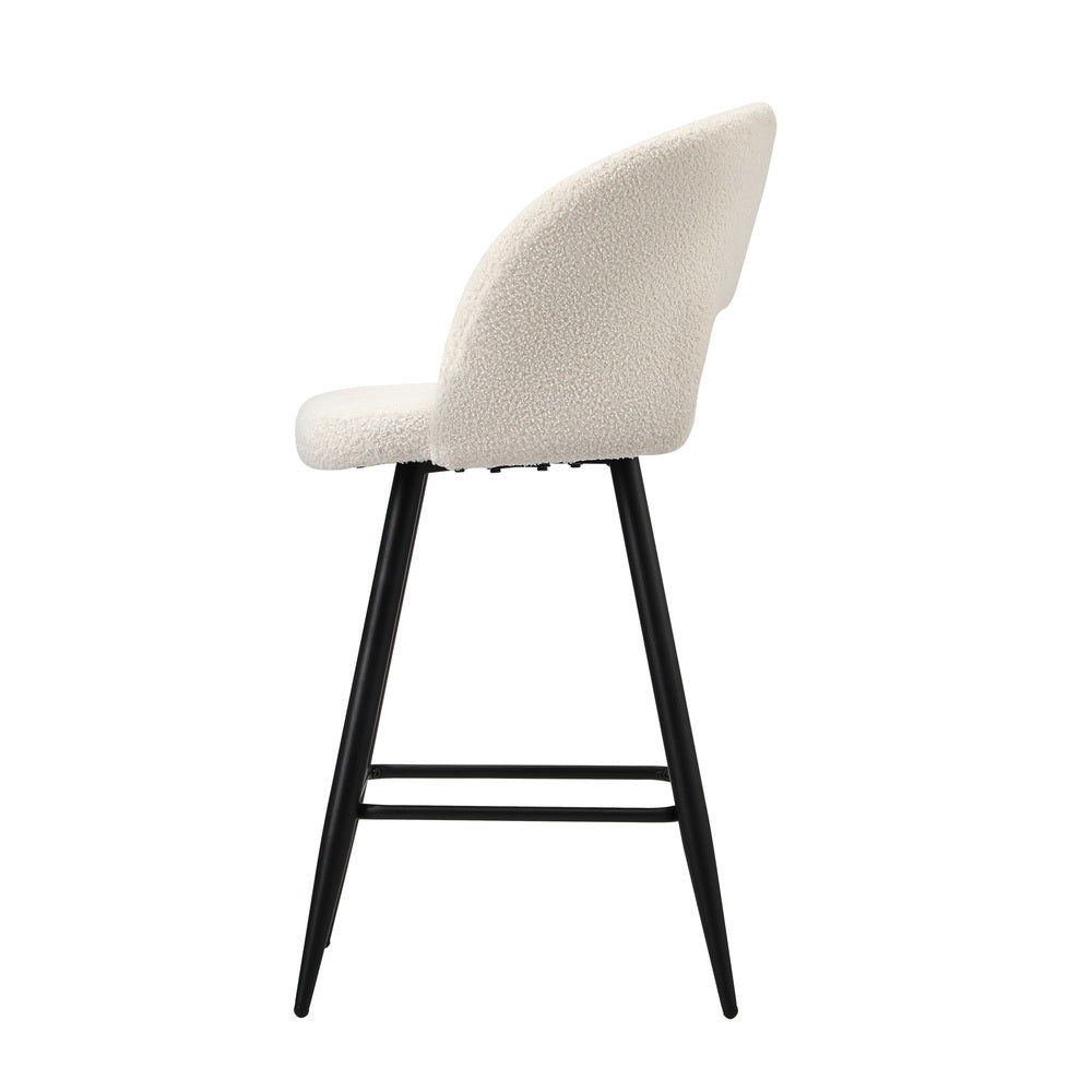 4x Bar Stools Kitchen Dining Chair Boucle White SURA