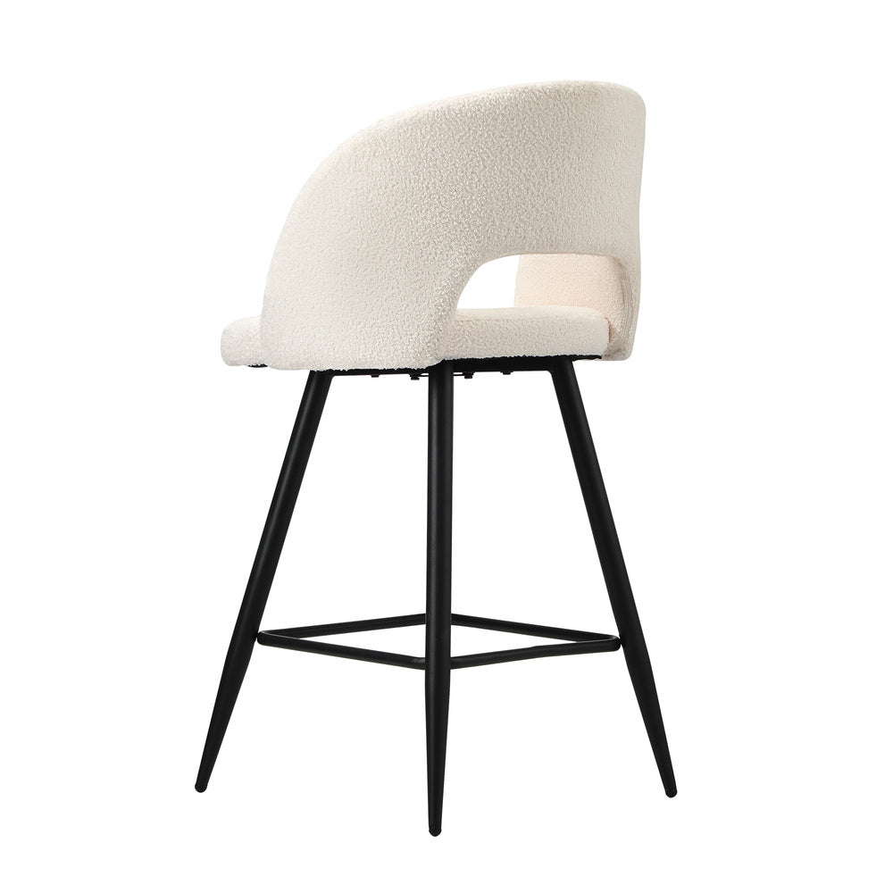 2x Bar Stools Kitchen Dining Chair Boucle White SURA