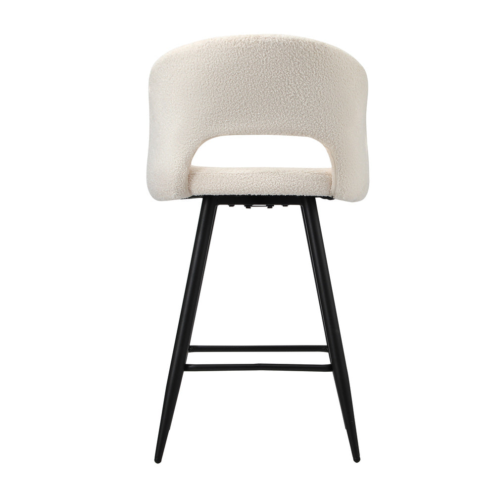 2x Bar Stools Kitchen Dining Chair Boucle White SURA