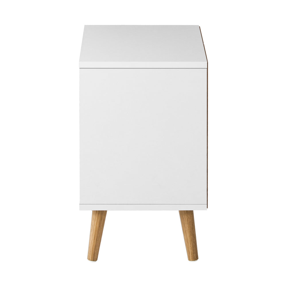 Elegant White Nightstand: 2-Drawer Wooden Side Table