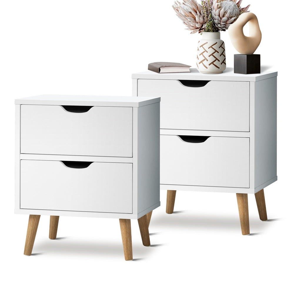 Bedside Tables Set of 2 White