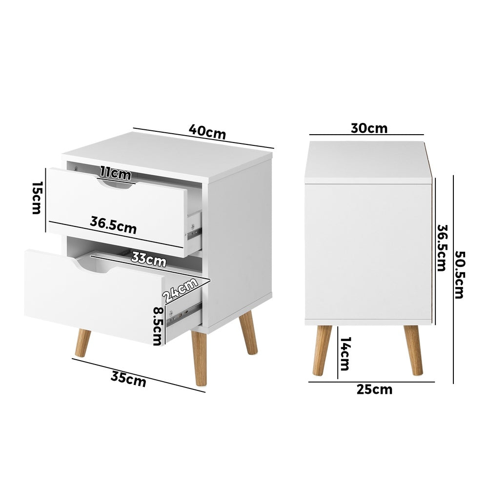 Bedside Tables Set of 2 White