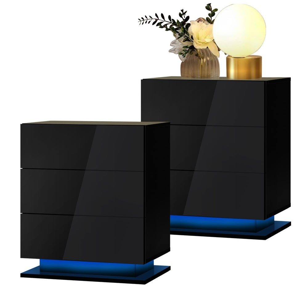 Bedside Tables Set of 2 LED Nightstand