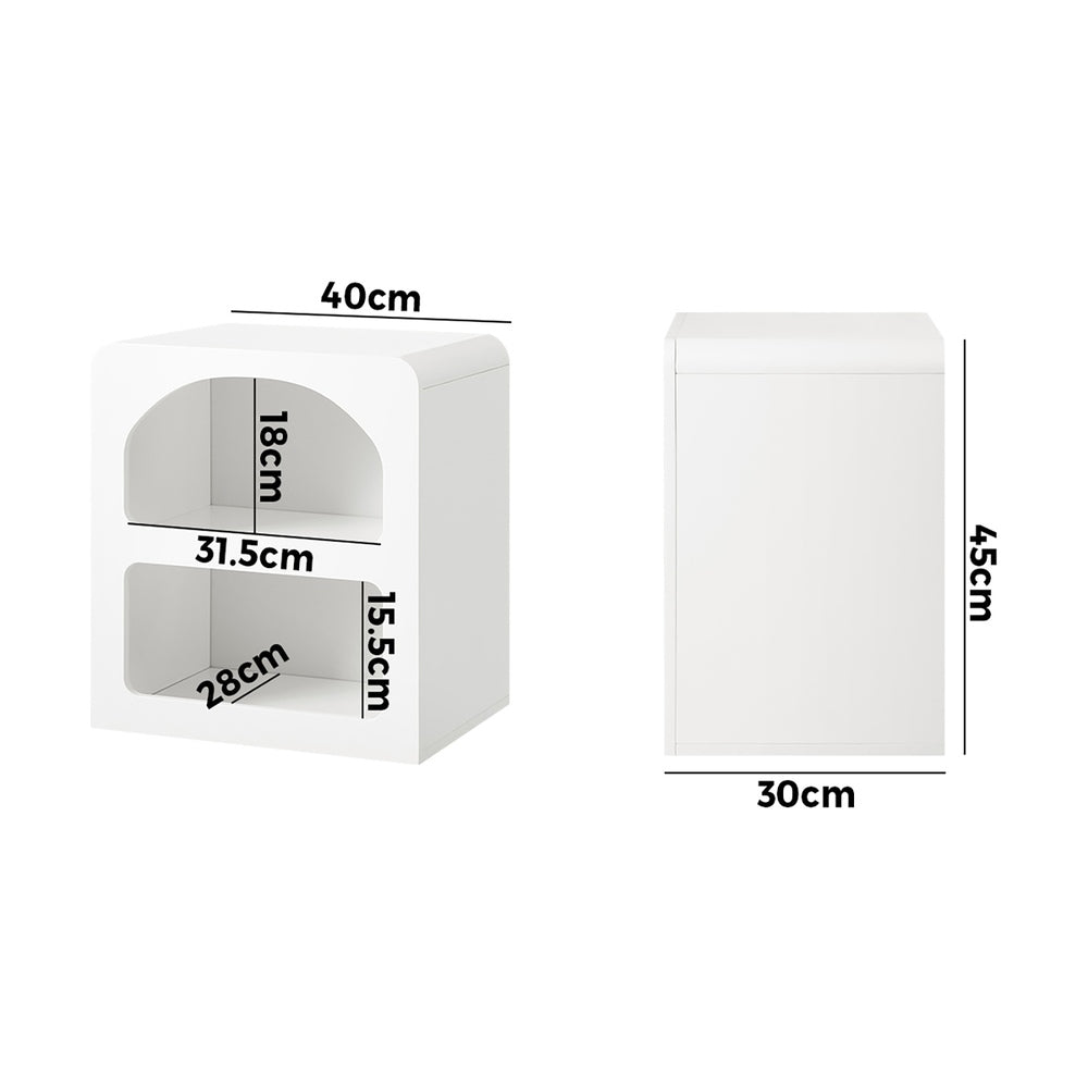 Bedside Tables Set of 2 Display Shelf White