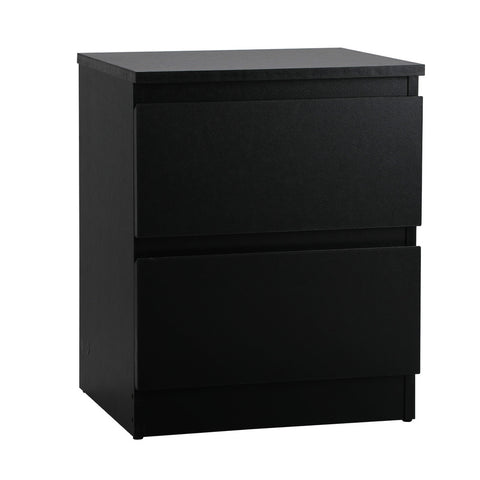 Bedside Table Nightstand 2 Drawers Black