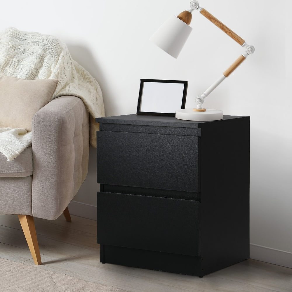 Bedside Tables Set of 2 Nightstand Black