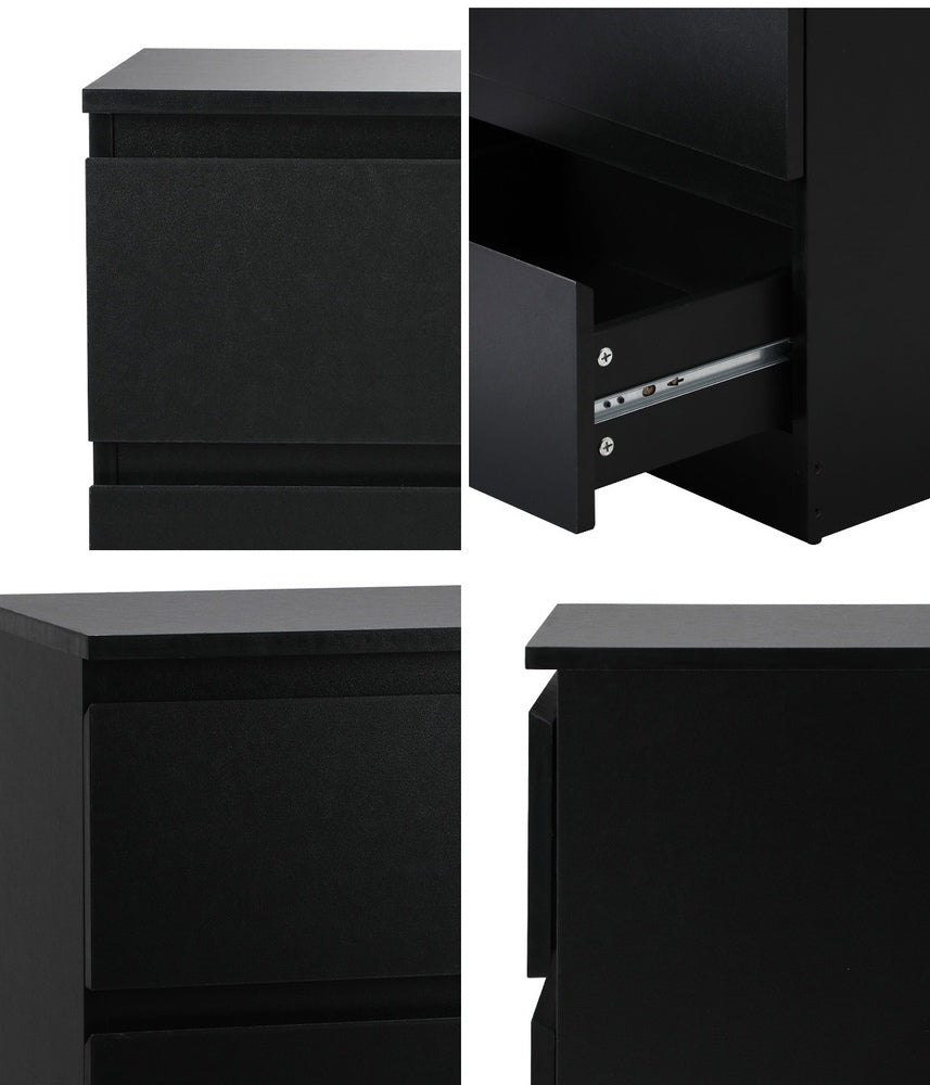 Bedside Tables Set of 2 Nightstand Black