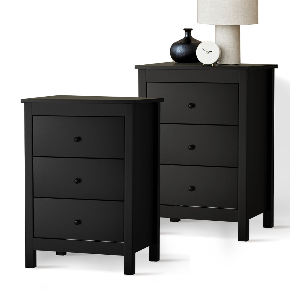 Bedside Tables Set of 2 Nightstands Black