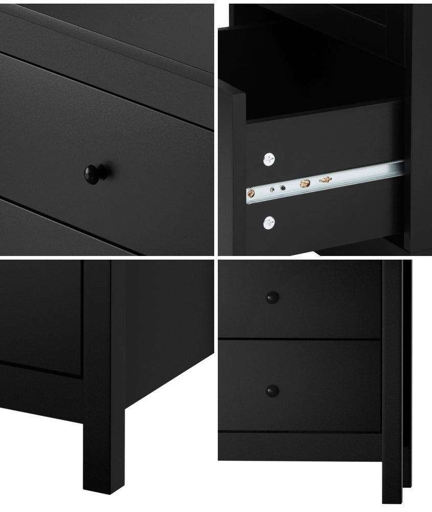 Bedside Tables Set of 2 Nightstands Black