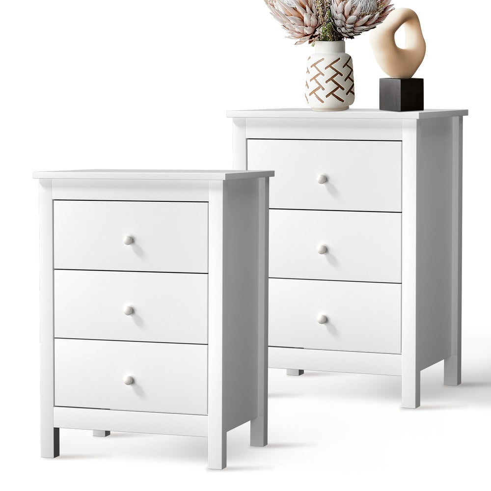 Bedside Tables Set of 2 Nightstands White