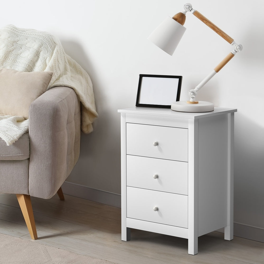 Bedside Tables Set of 2 Nightstands White