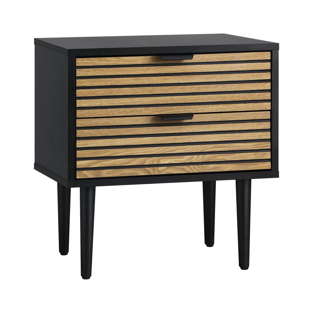 Bedside Table 2 Drawers Side Table Bedroom Furniture Storage Unit Black